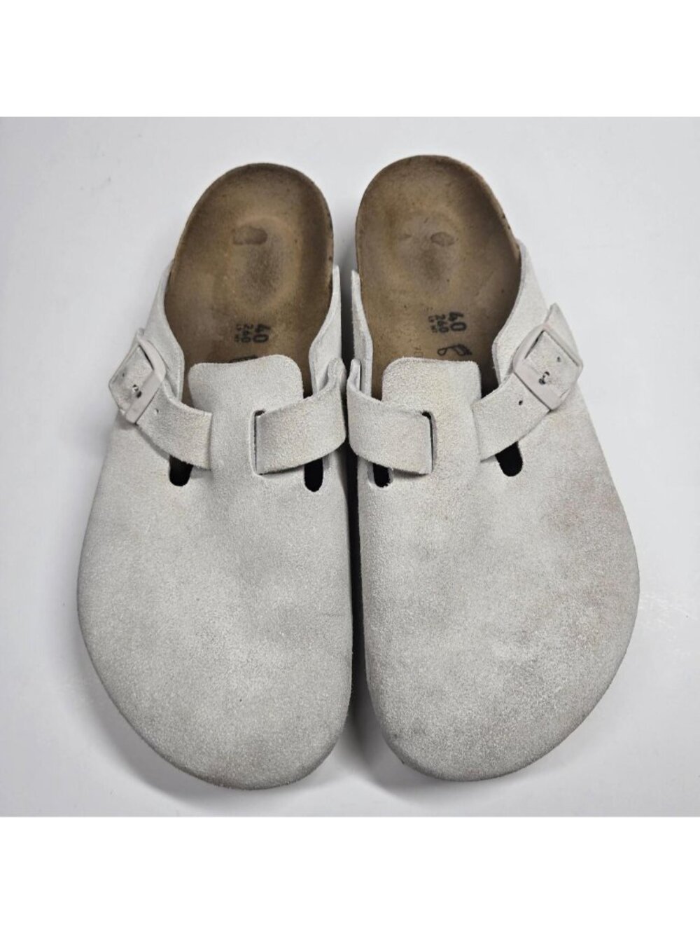 Birkenstock boston white suede clogs. size 40.